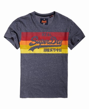 Superdry Vintage Logo Cali Stripe Férfi Pólók Narancssárga/Sötétkék | XLENB9427